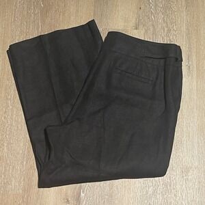Talbots Pure Irish‎ Linen Wide Leg Cropped Pants Women's Size 12 Black EUC